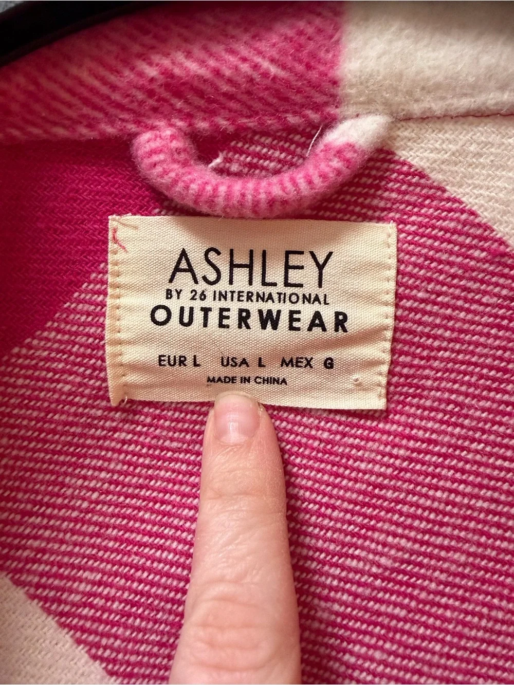 Ashley By 26 International Pink & White Plaid Shacket - Picture 3 of 4